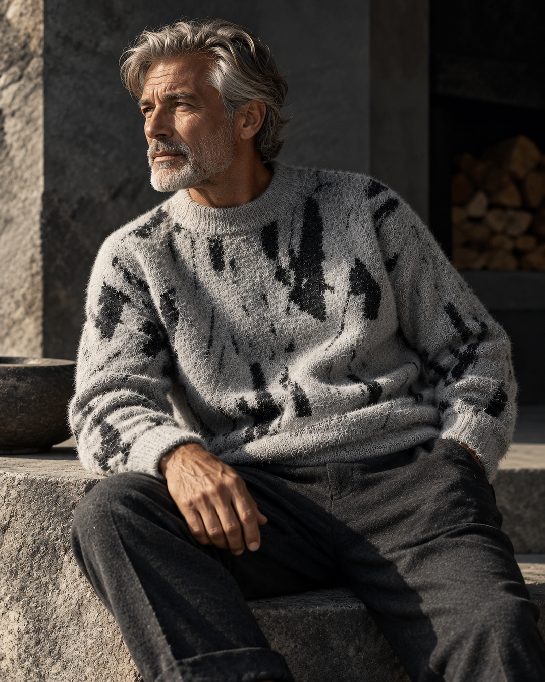 Art-Inspired Knit Pullover