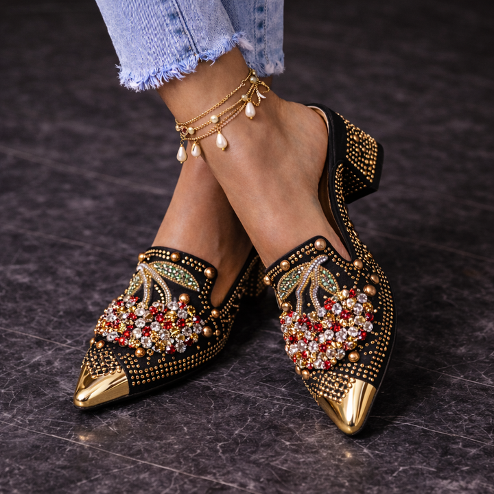 Valencia Cherry Embellished Heels