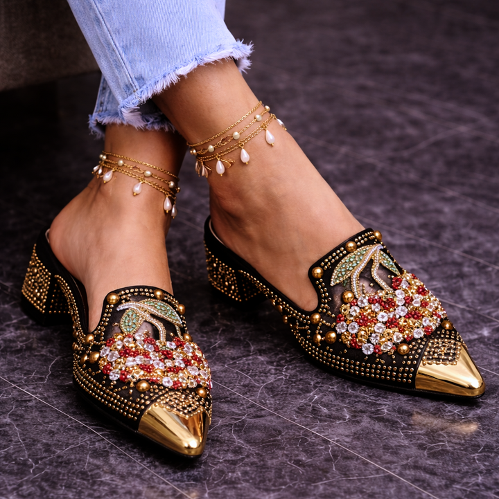 Valencia Cherry Embellished Heels