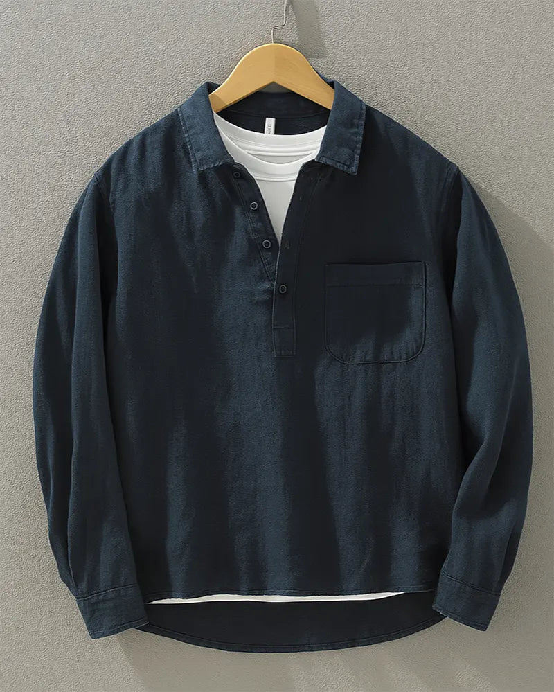 Lucca Cotton-Linen Popover Shirt