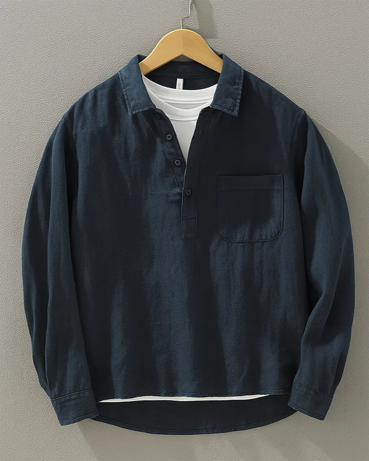 Lucca Cotton-Linen Popover Shirt