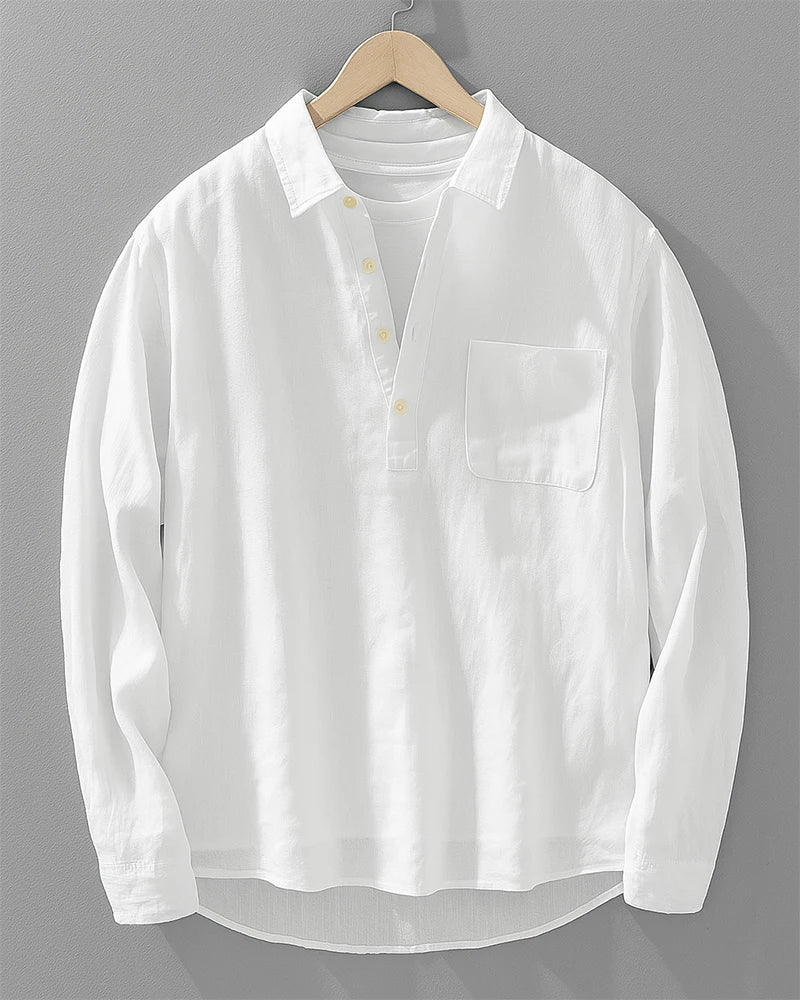 Lucca Cotton-Linen Popover Shirt