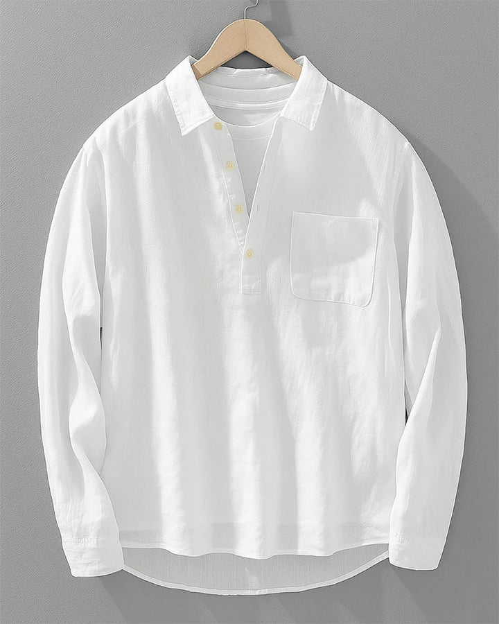 Lucca Cotton-Linen Popover Shirt