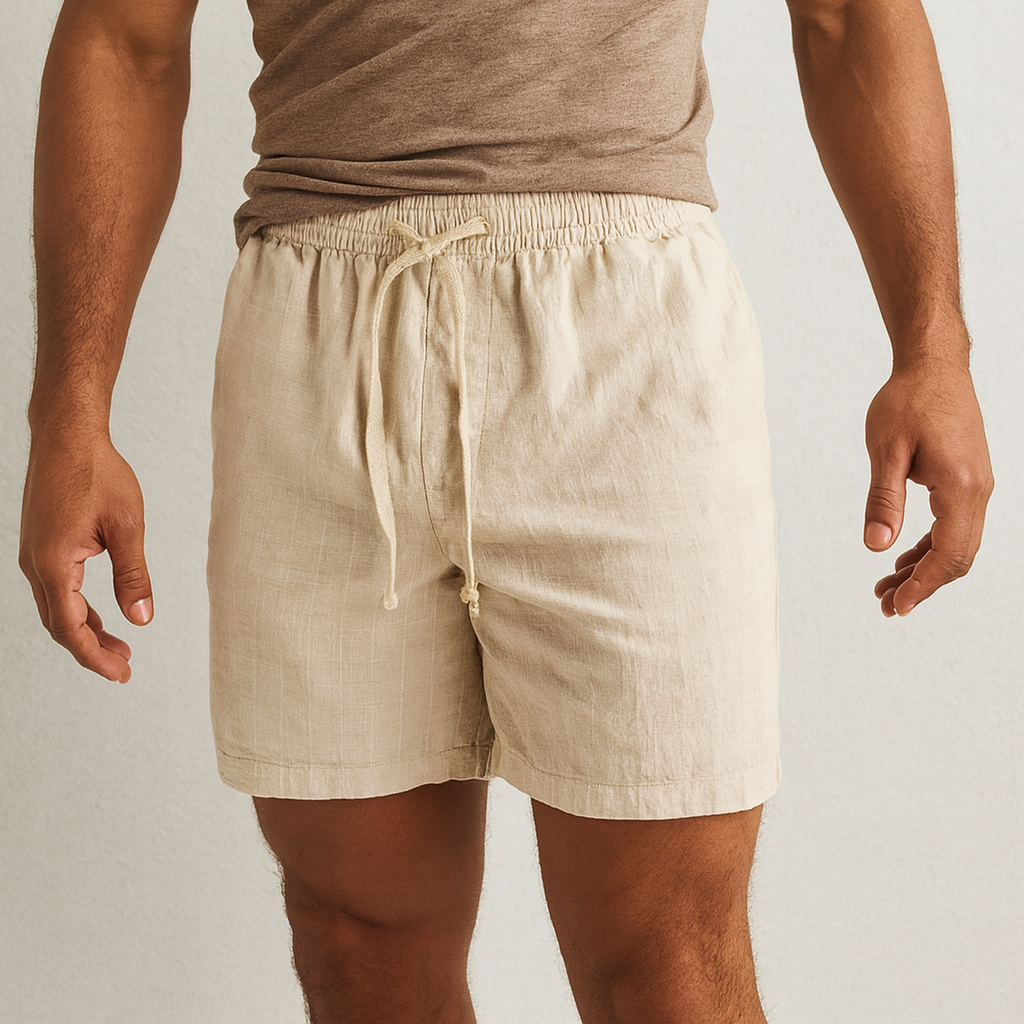 Elio Sand Cotton-Linen Shorts
