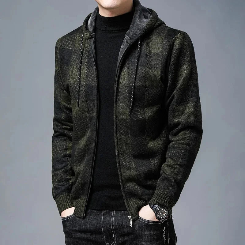 Helsinki Plaid Knit Hoodie