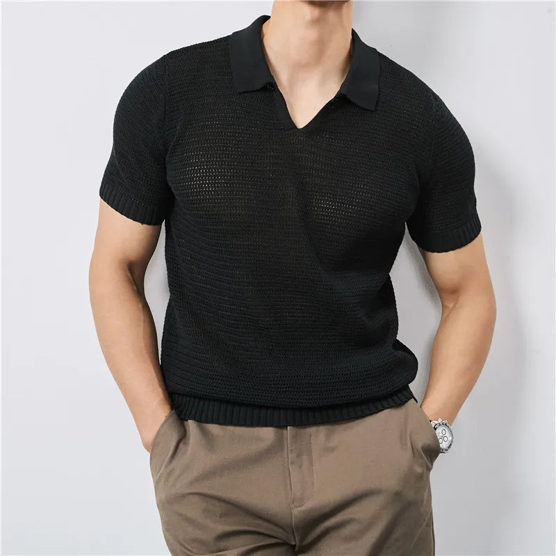 Hamilton Waffle-Knit Polo Shirt