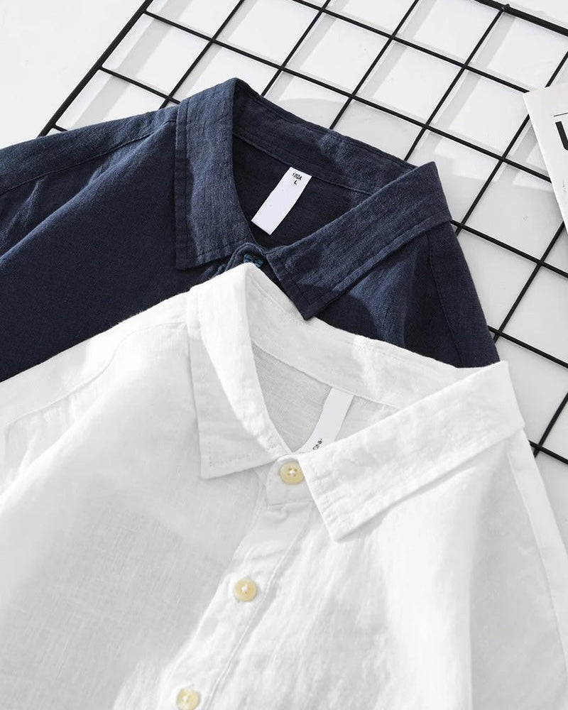 Lucca Cotton-Linen Popover Shirt